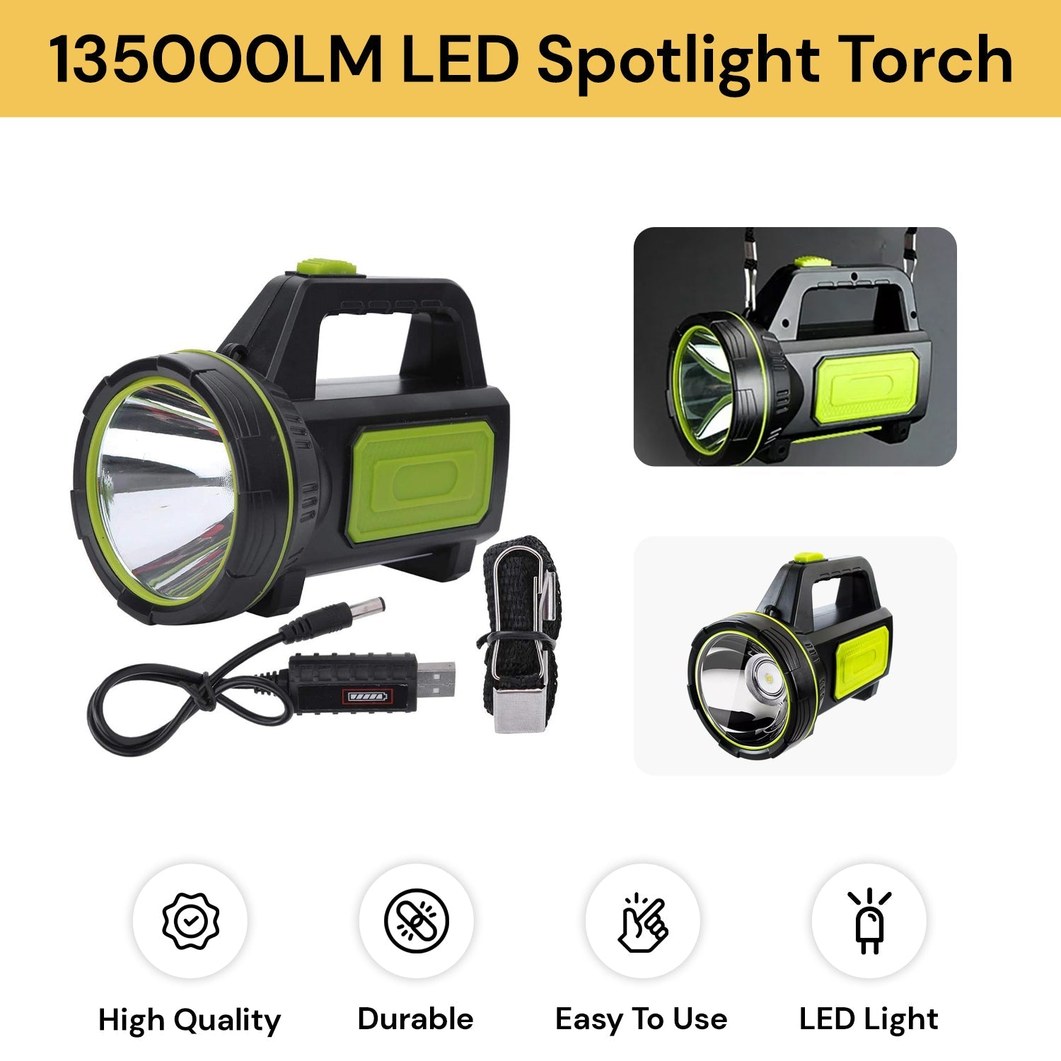 135000LM LED Handheld Spotlight Torch