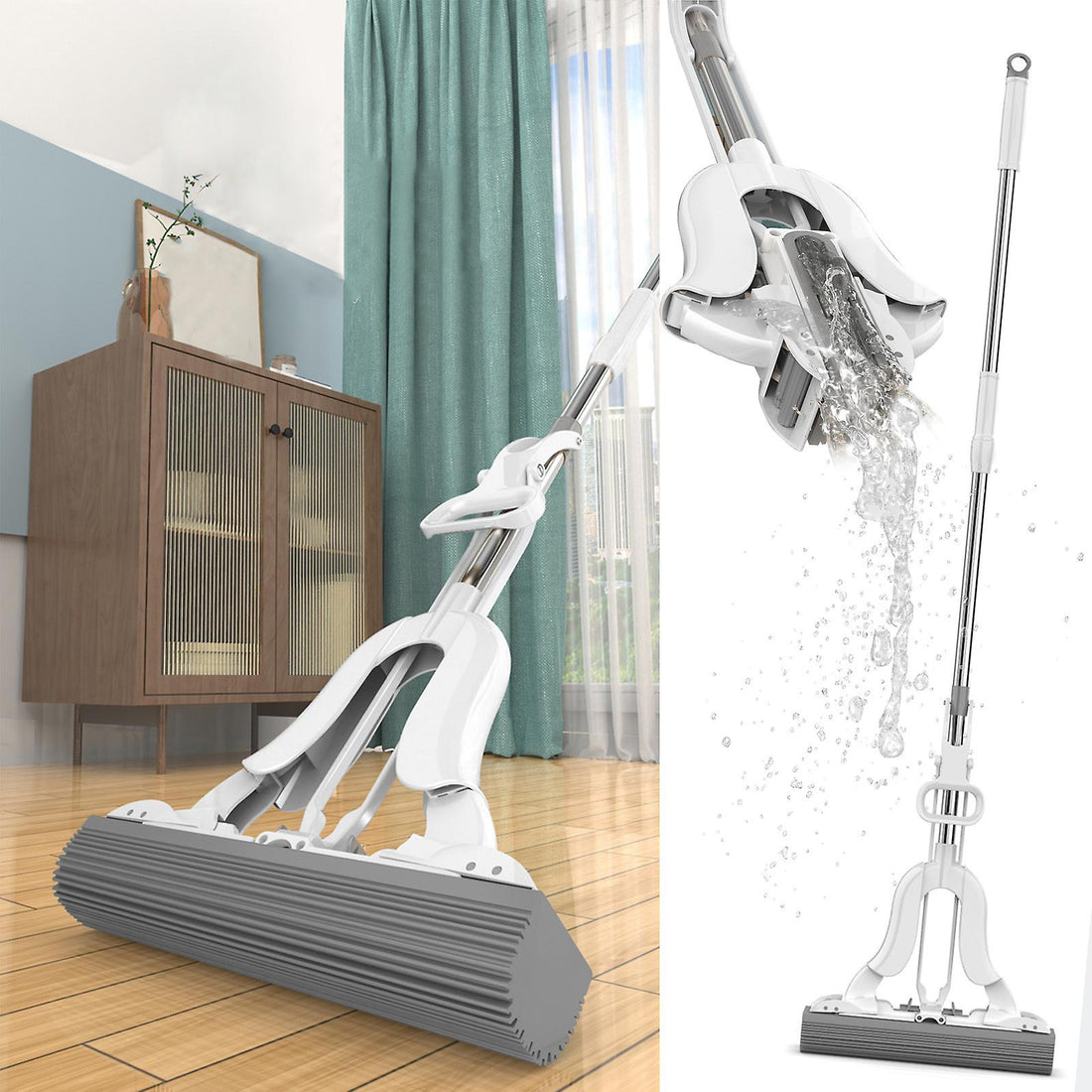 Squeeze Self-Draining "TouchFree" Super Absorbent Smart Mop Kit Prily