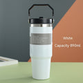 Stainless Steel Double-Wall Vacuum Tumbler With Built-in Straw & Fold-Down Handle Prily