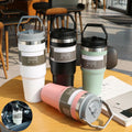 Stainless Steel Double-Wall Vacuum Tumbler With Built-in Straw & Fold-Down Handle Prily