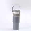 Stainless Steel Double-Wall Vacuum Tumbler With Built-in Straw & Fold-Down Handle Prily