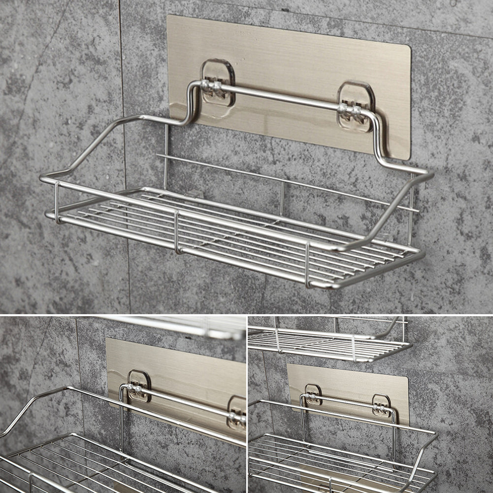 Stainless Steel Punch-Free Bathroom Storage Shelf Prily