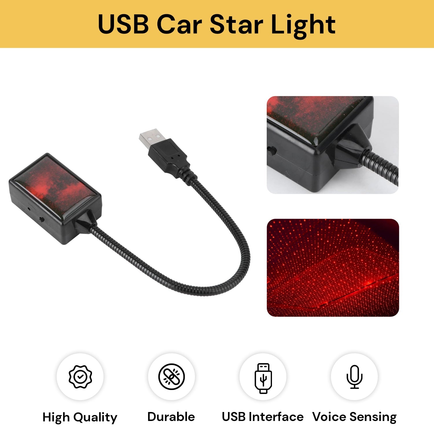 USB Car Auto Rotating Star Light