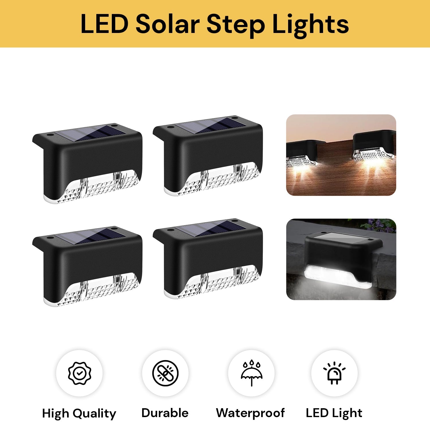 4PCs LED Solar Step Lights