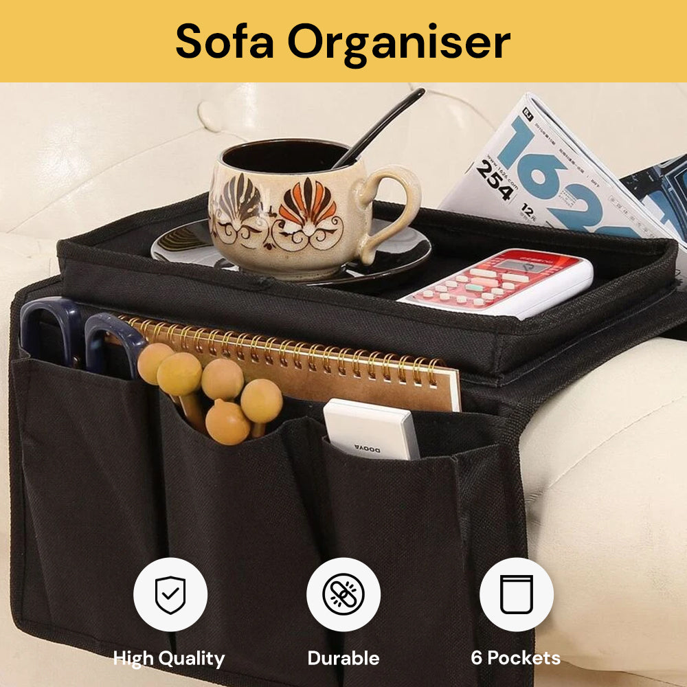 6 Pockets Sofa Organizer - Neat and Convenient, Black