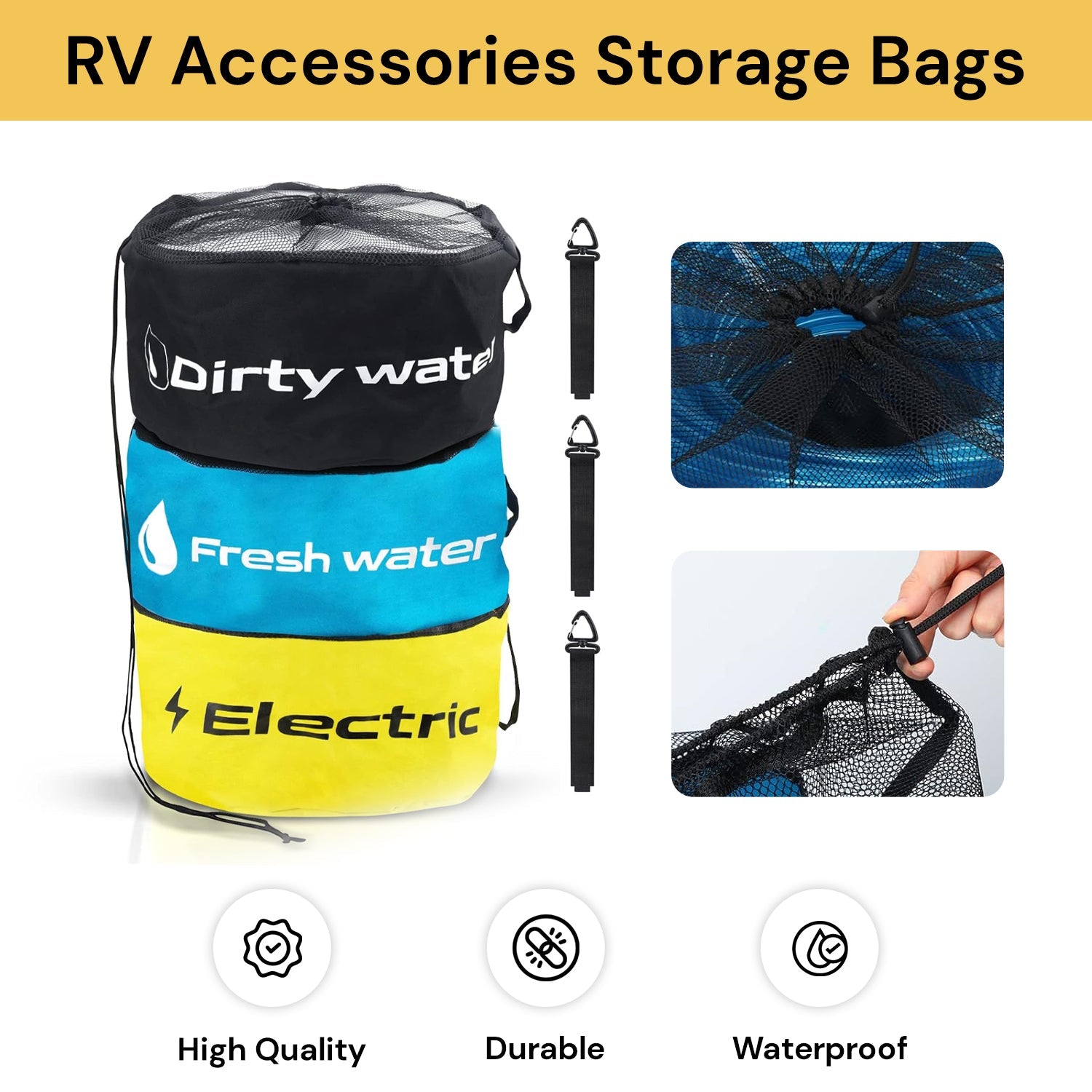 3PCs RV Accessories Storage Bags