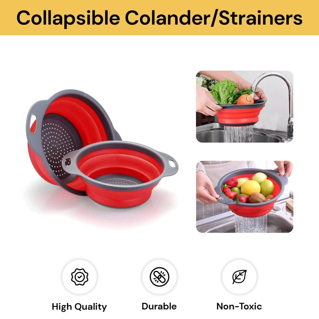 2PCs Collapsible Colander/Strainers