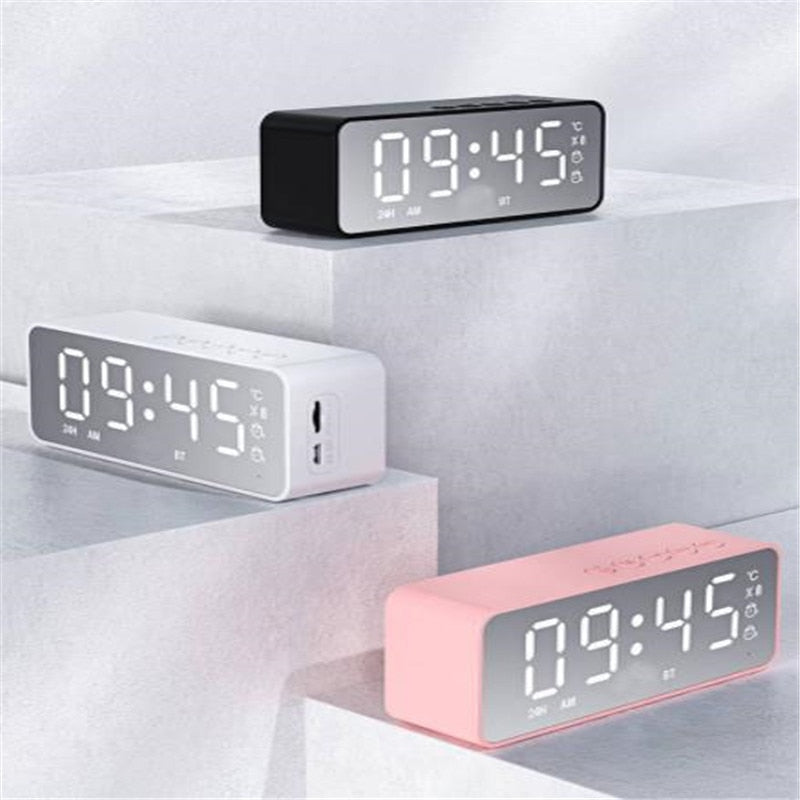 Stylish Bluetooth Speaker Mirror Alarm Clock Prily