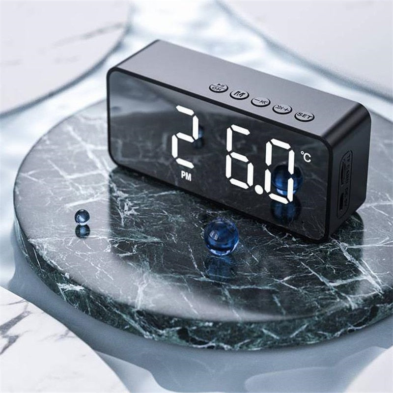 Stylish Bluetooth Speaker Mirror Alarm Clock Prily