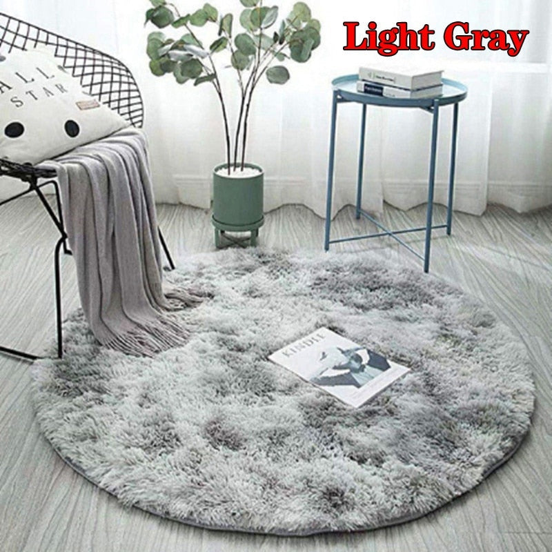 Stylish Fluffy Faux Fur Round Rug Prily