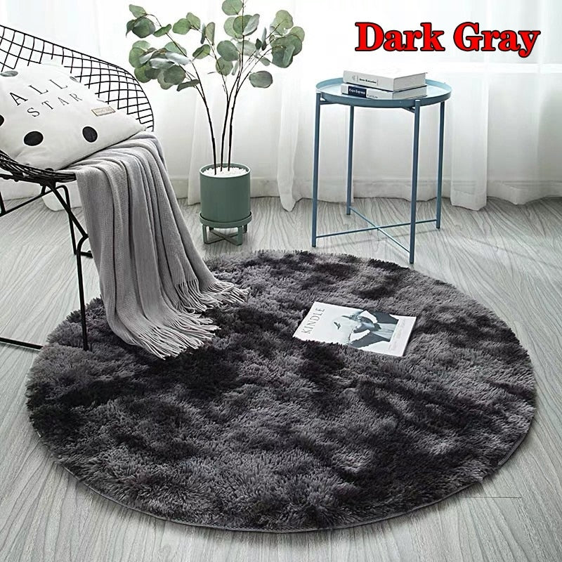 Stylish Fluffy Faux Fur Round Rug Prily