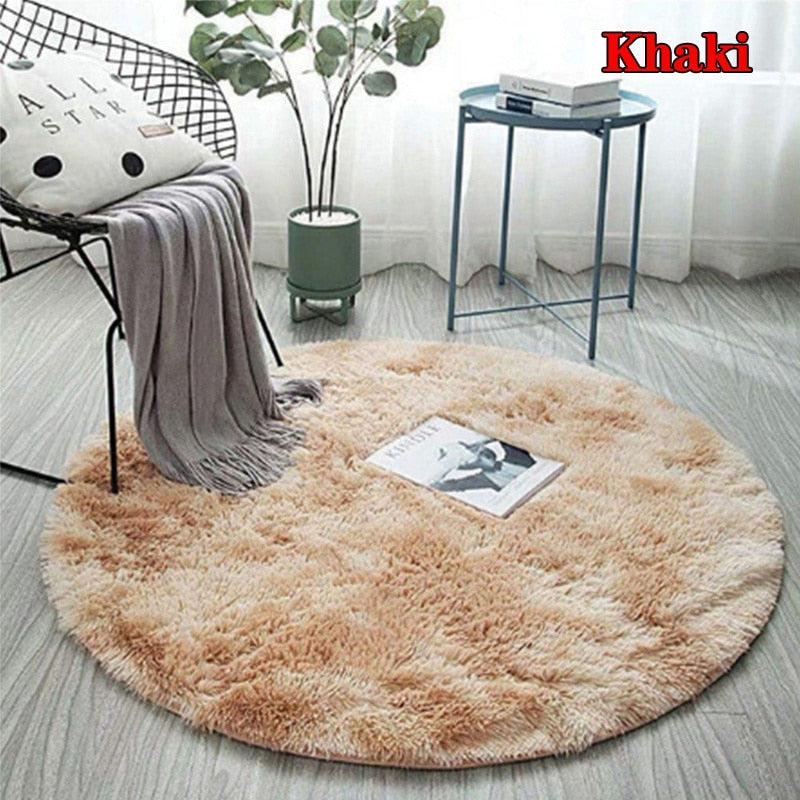 Stylish Fluffy Faux Fur Round Rug Prily