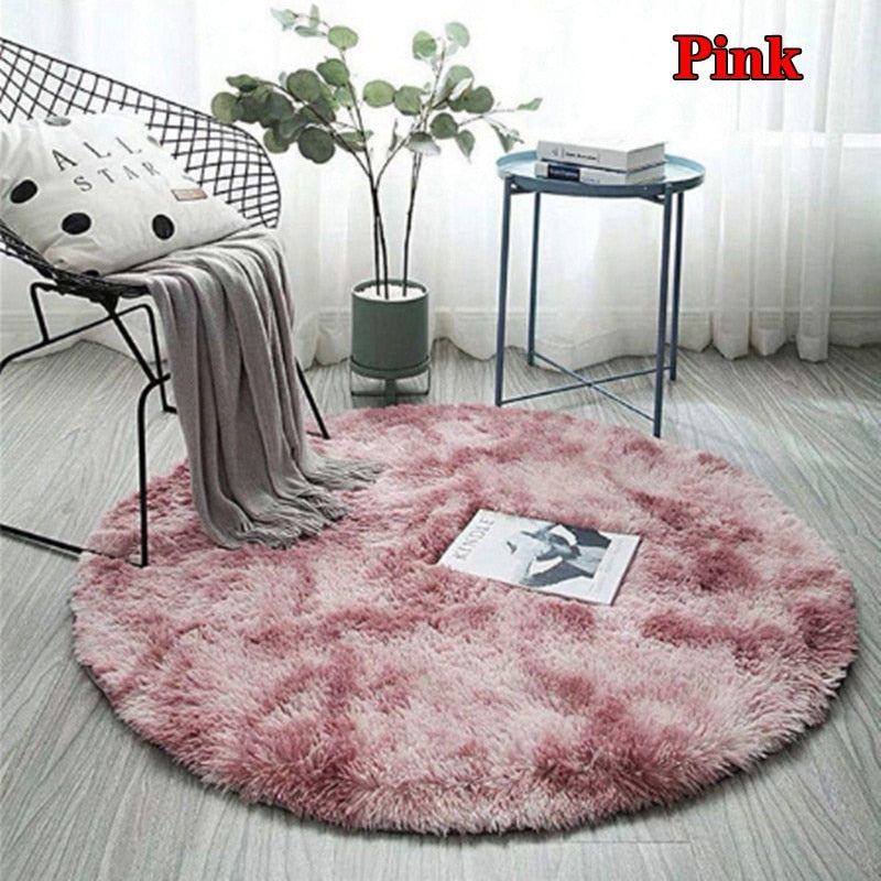 Stylish Fluffy Faux Fur Round Rug Prily