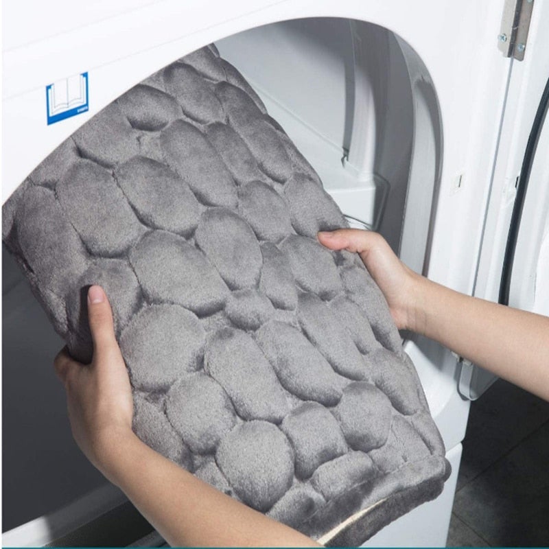 Super Absorbent Cobblestone Memory Foam Shower Mat Prily