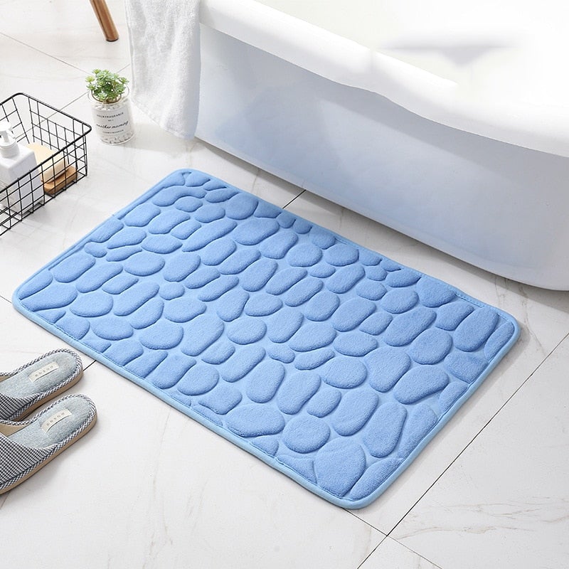 Super Absorbent Cobblestone Memory Foam Shower Mat Prily