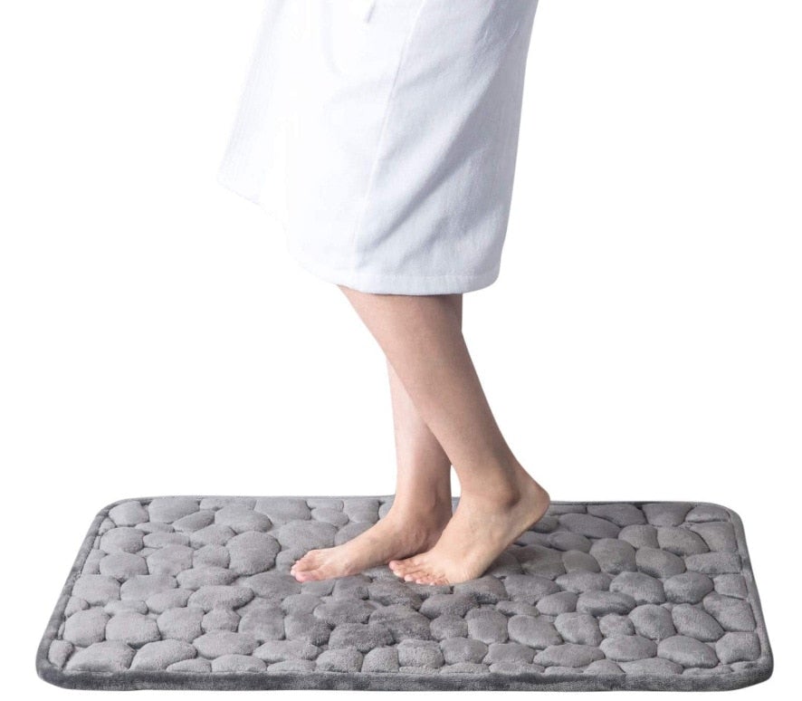 Super Absorbent Cobblestone Memory Foam Shower Mat Prily