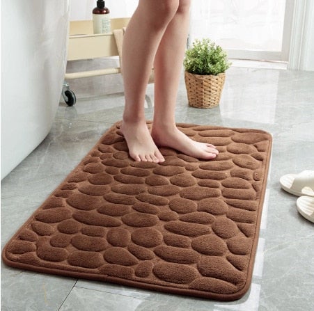 Super Absorbent Cobblestone Memory Foam Shower Mat Prily