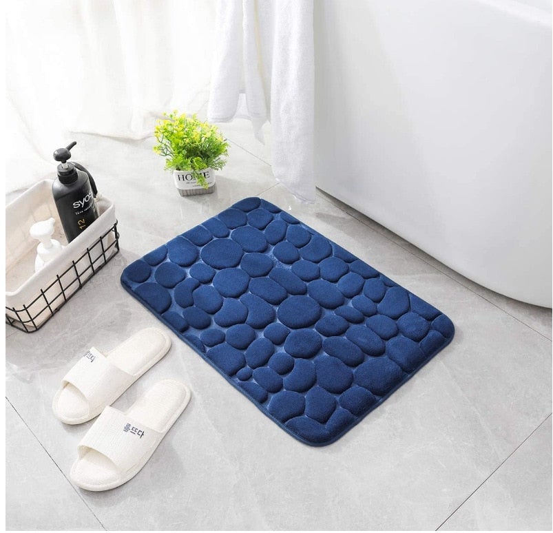 Super Absorbent Cobblestone Memory Foam Shower Mat Prily