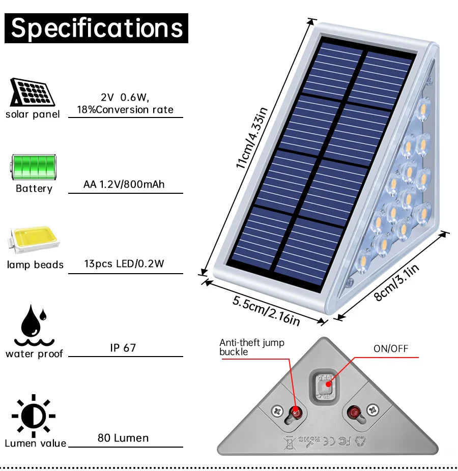 Super Bright Waterproof Solar Decor Garden Stairs Lighting Prily