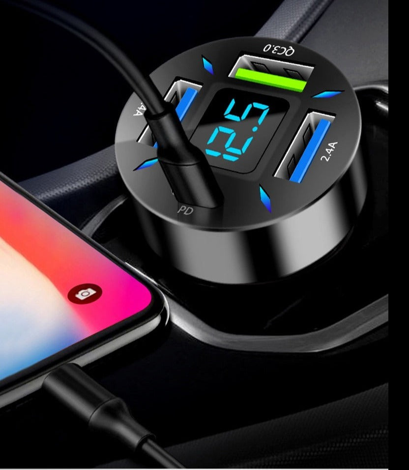 Super Fast 66W USB Car Charger with PD Quick Charge Port Prily