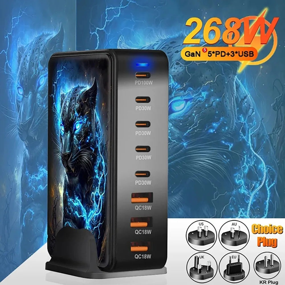 Super Fast Charge 268W GaN Technology 8 In 1 Intelligent Charging Dock Prily