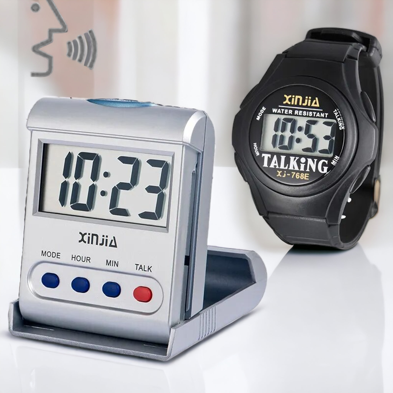 Talking Digital Alarm Clock+Talking Wristwatch Set For the Elderly Prily