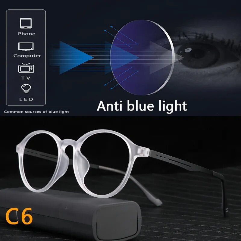 Titanium Anti Blue Light / Photochromic Retro Reading Glasses Prily