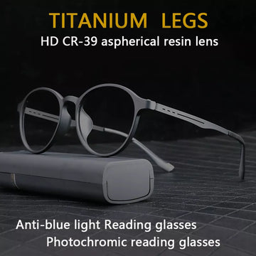 Titanium Anti Blue Light / Photochromic Retro Reading Glasses Prily