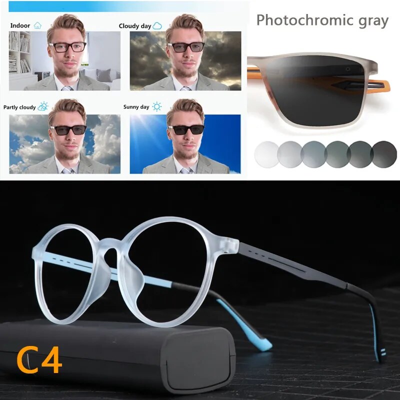 Titanium Anti Blue Light / Photochromic Retro Reading Glasses Prily