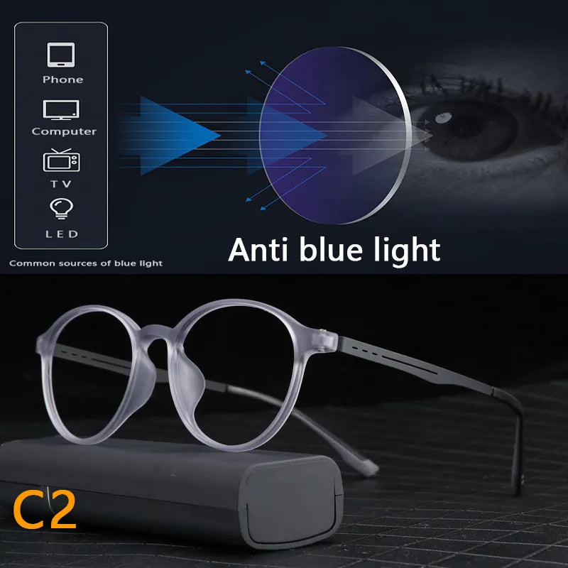 Titanium Anti Blue Light / Photochromic Retro Reading Glasses Prily