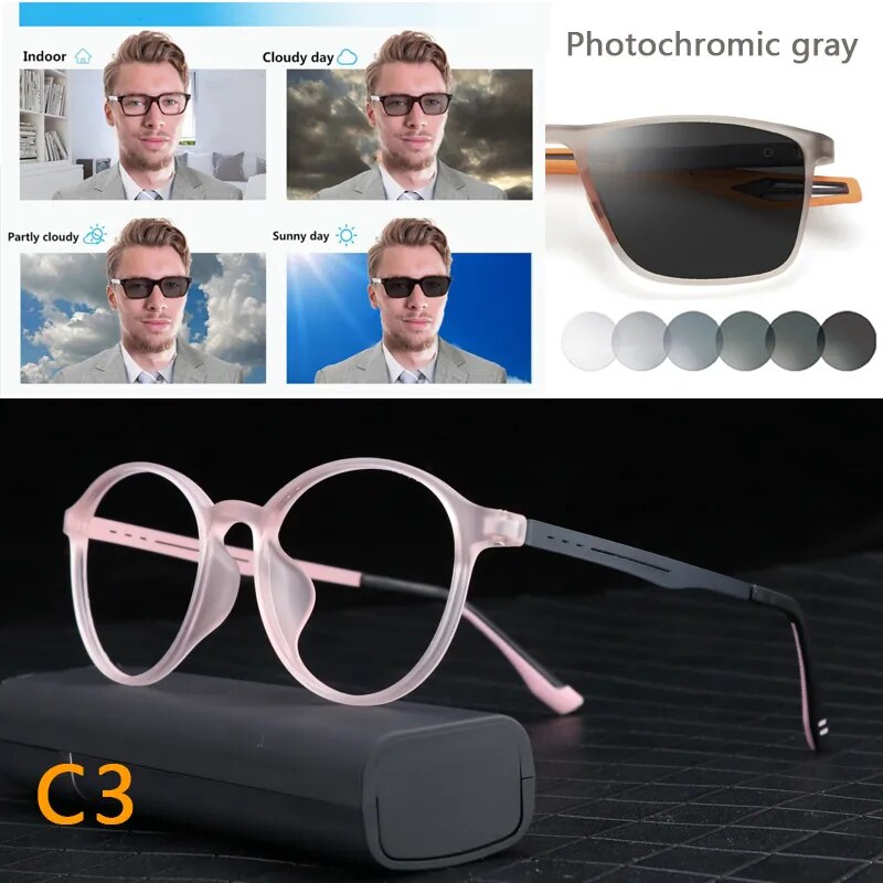 Titanium Anti Blue Light / Photochromic Retro Reading Glasses Prily