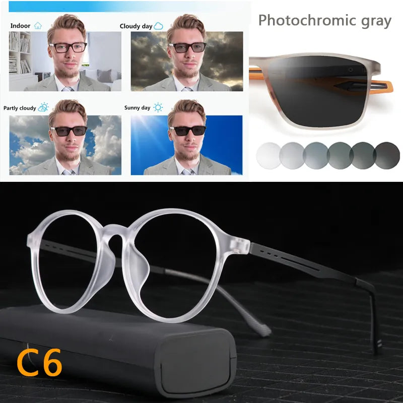 Titanium Anti Blue Light / Photochromic Retro Reading Glasses Prily