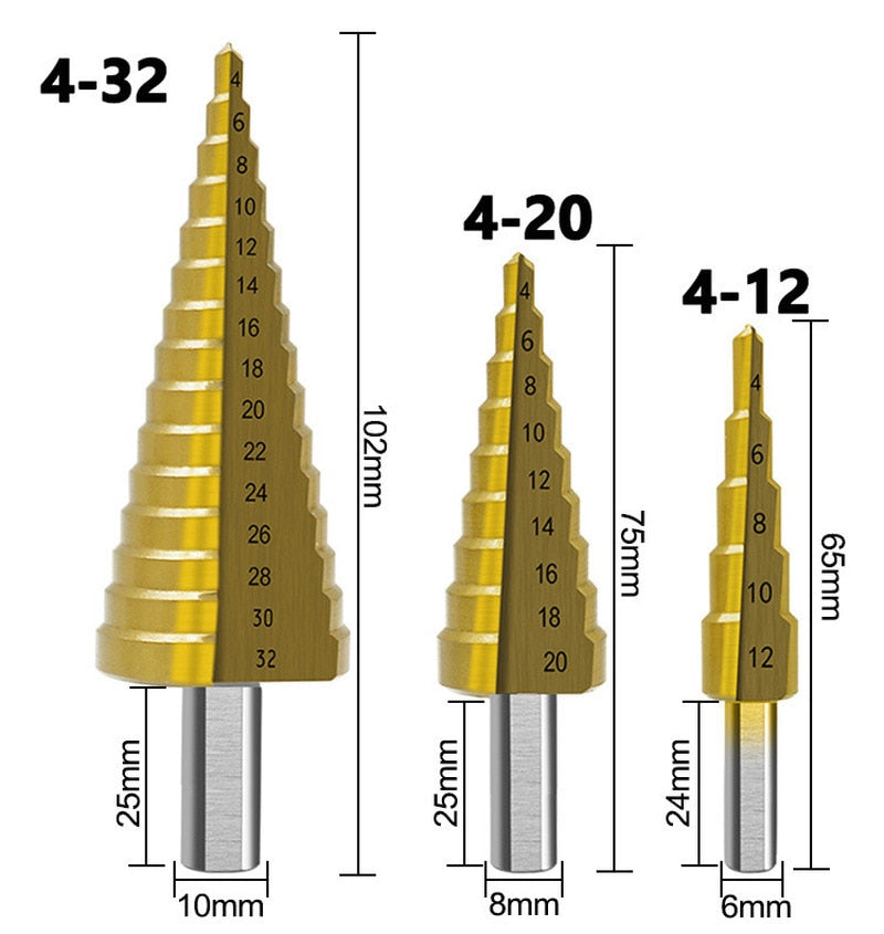 Titanium Step Drill Bit Saw Plating Set (6pcs） Prily