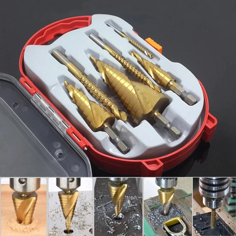 Titanium Step Drill Bit Saw Plating Set (6pcs） Prily