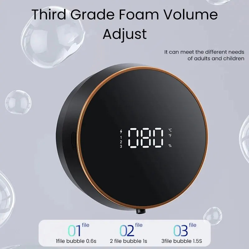 Touchless Wall Mount (Punch-Free ) Rechargeable Foam Soap Dispensers with LED Temperature Display Prily