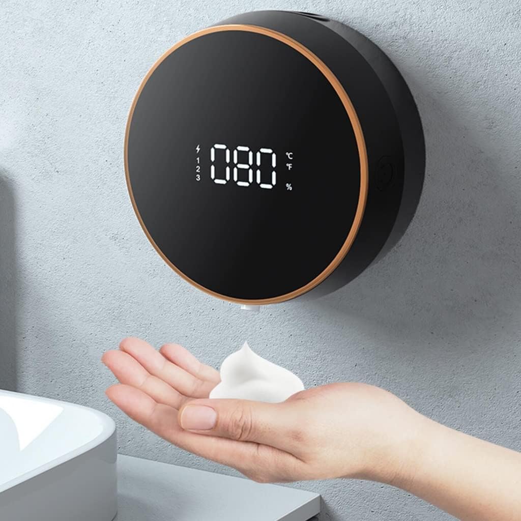 Touchless Wall Mount (Punch-Free ) Rechargeable Foam Soap Dispensers with LED Temperature Display Prily