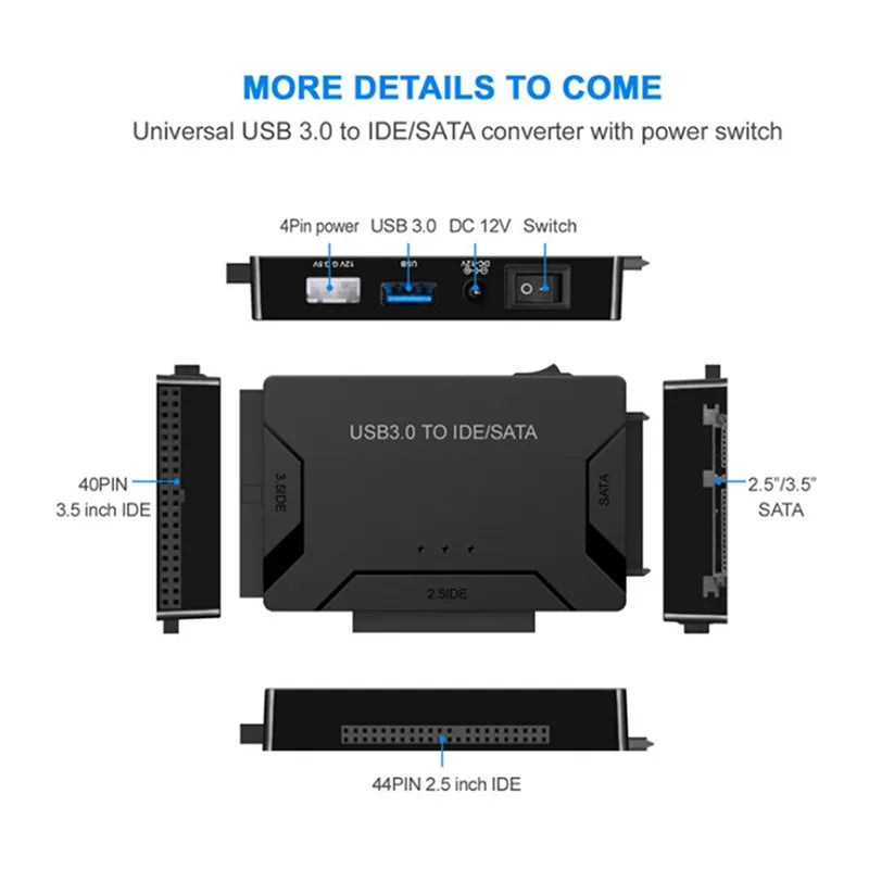 USB 3.0 to SATA IDE HDD/SSD Hard Disk 3 in 1 Ultra Recovery Converter Prily