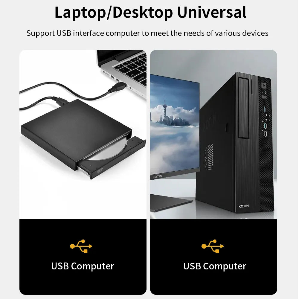 USB External CD DVD Reader for Macbook & Win Prily