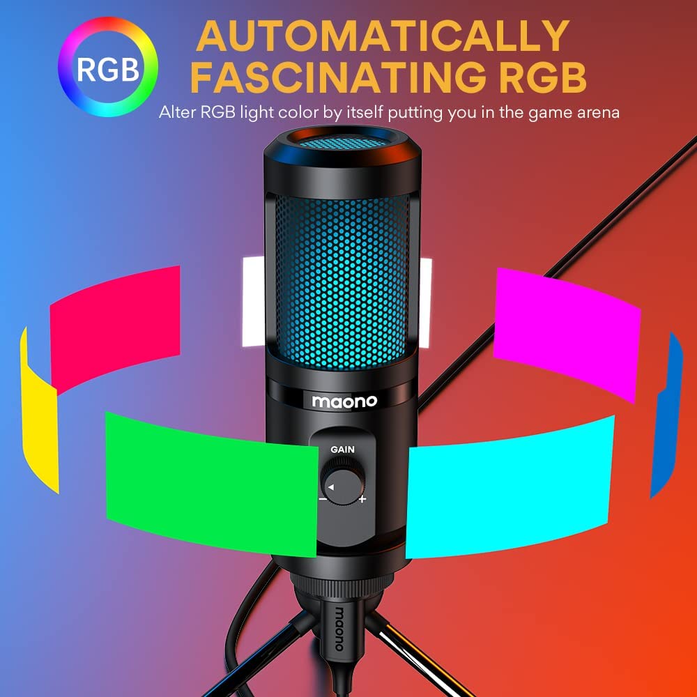 USB Microphone With RGB Breathing Light Prily