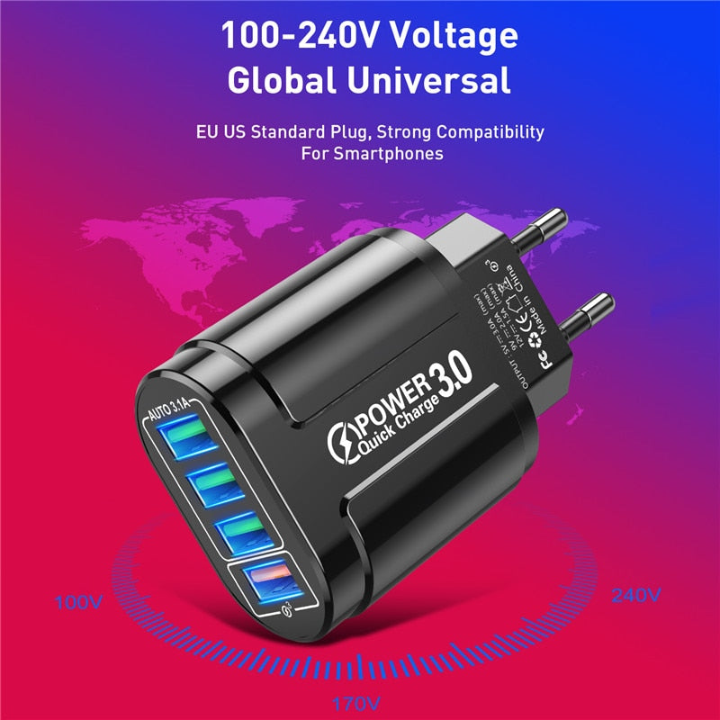 USLION™ QC 3.0 USB 48W 4 Port Fast Charger Prily