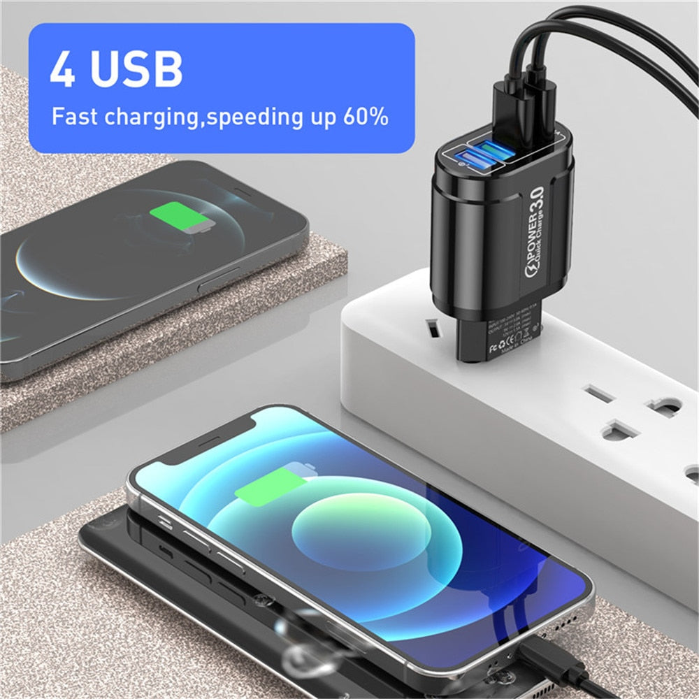 USLION™ QC 3.0 USB 48W 4 Port Fast Charger Prily