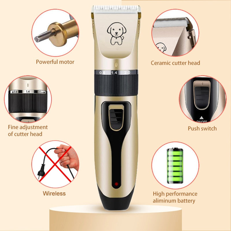 Ultra-Quiet Rechargeable Professional Dog Grooming Clipper Prily