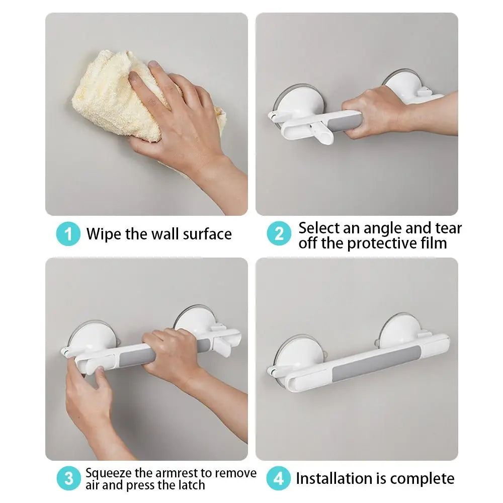 Ultra Strong Suction Cup (Drill-Free) Safety / Balance Shower Grab Bar Prily