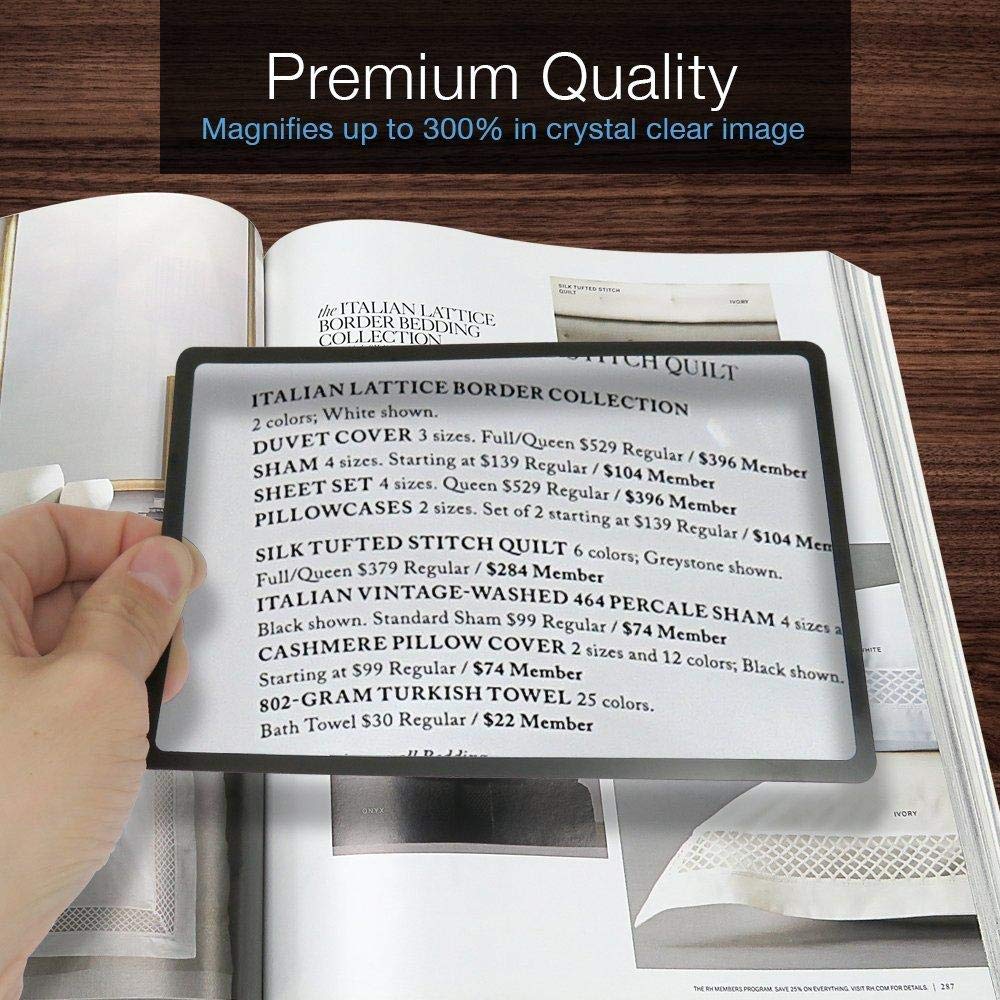 Ultra-thin 3X Magnifying Reading Aid Sheet For The Elderly (4pc set) Prily