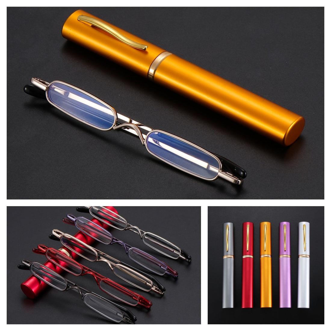 Ultra-thin Metal Reading Glasses with Tube Case Prily