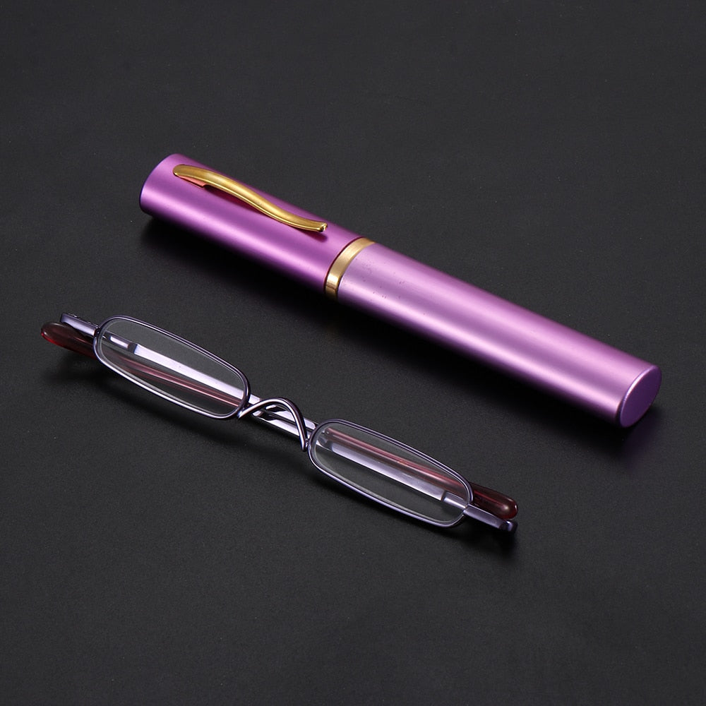 Ultra-thin Metal Reading Glasses with Tube Case Prily