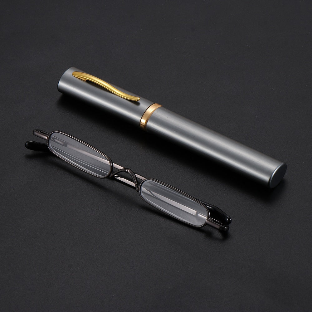 Ultra-thin Metal Reading Glasses with Tube Case Prily