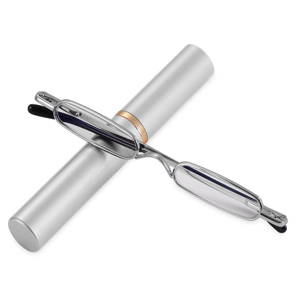 Ultra-thin Metal Reading Glasses with Tube Case Prily