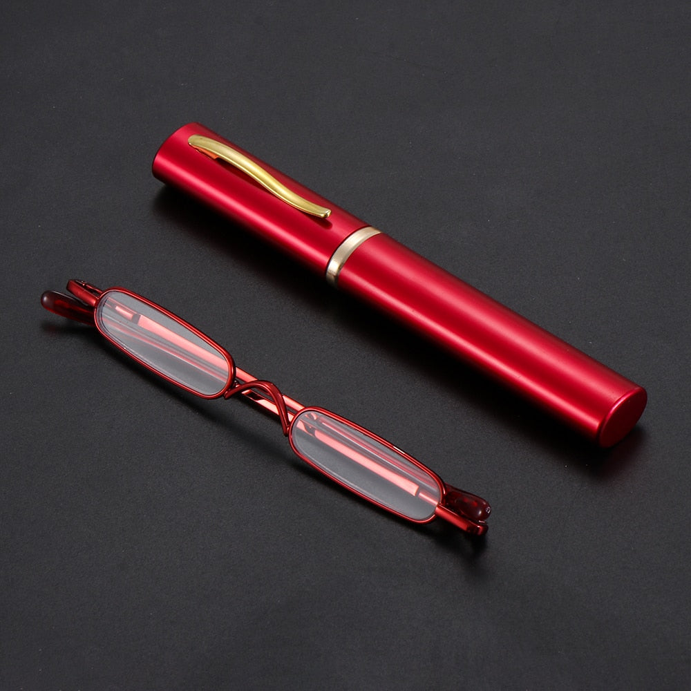 Ultra-thin Metal Reading Glasses with Tube Case Prily