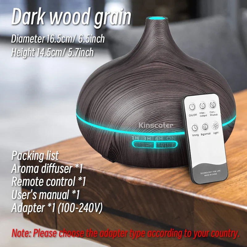 Ultrasonic Air Humidifier / Essential Oil Diffuser with Remote Control & 7 Colors Light Prily